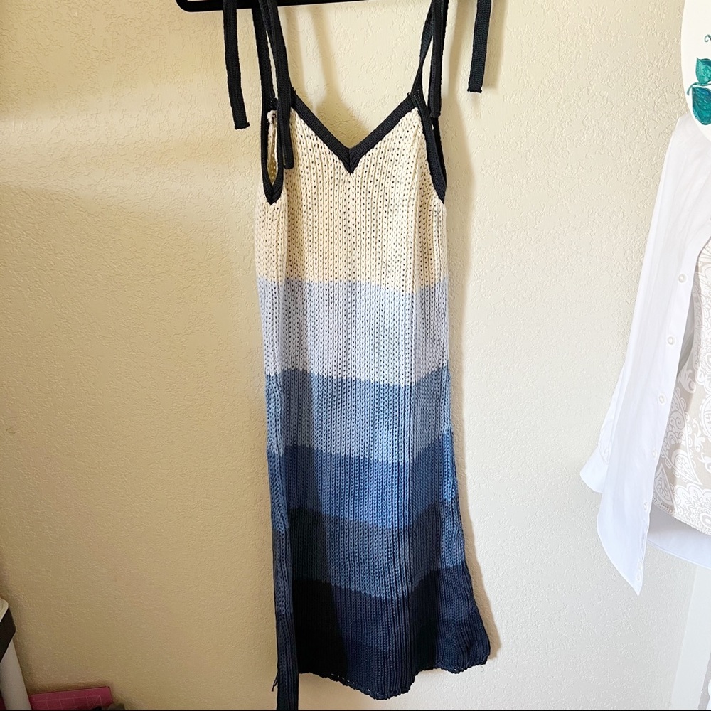 Zara Limited Edition Sweater Blue Color Block Midi Dress